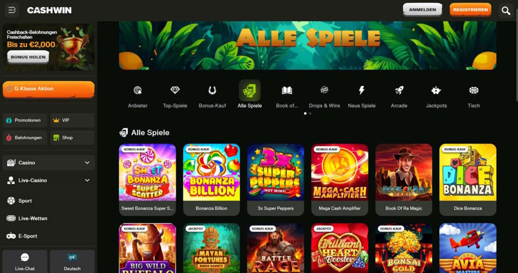 Cashwin Casino Spiele