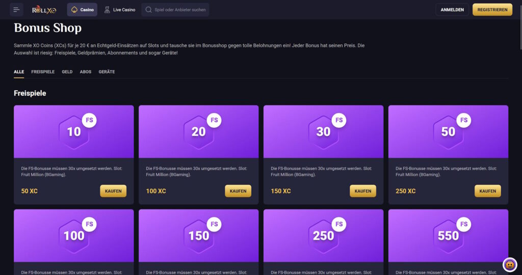 RollXO 8 RollXO Casino Bonus Shop